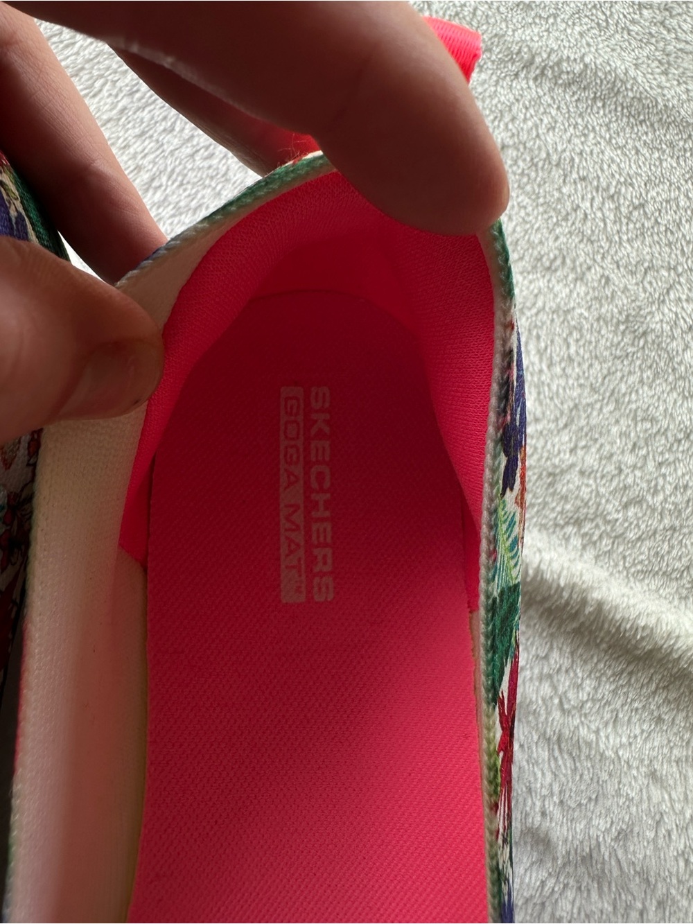Skechers Floral Canvas Slip-On Sneakers in Pink, Green, Blue, Red - Picture 2 of 5